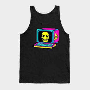 Skull computer neon hazard Tank Top